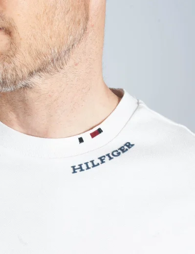 Tommy Hilfiger Neckline Logo Pique T-Shirt | White