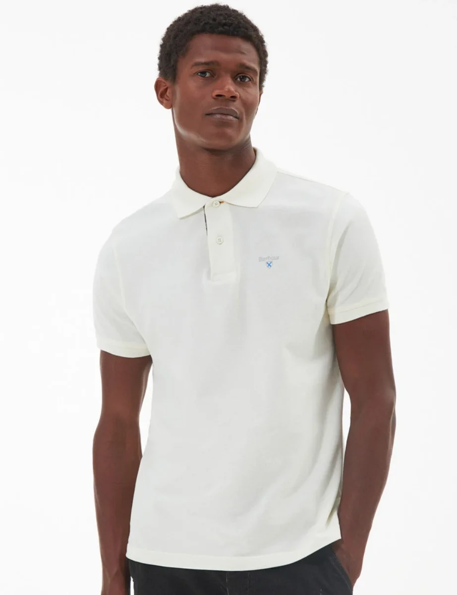 Barbour Tartan Pique Polo Shirt | Whisper White