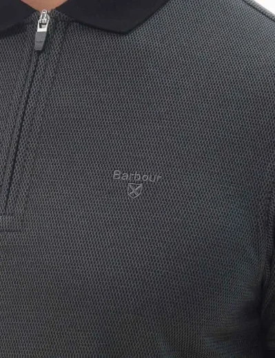 Barbour Kelleth Zip Neck Polo Shirt | Black