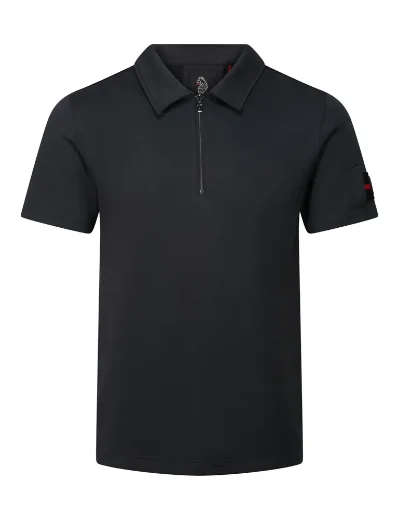 Luke 1977 Serg Zip Neck Polo Shirt | Dark Charcoal