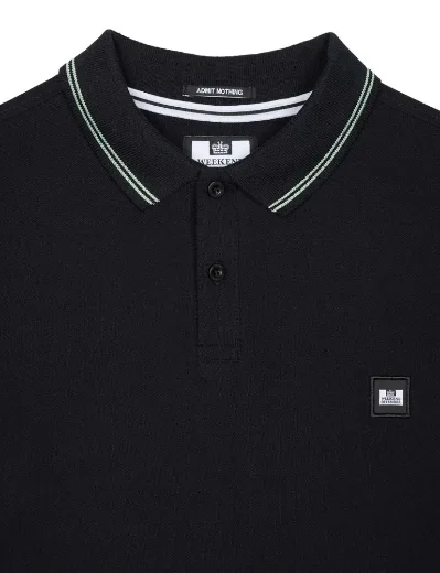 Weekend Offender Colombi Tipped Polo Shirt | Black