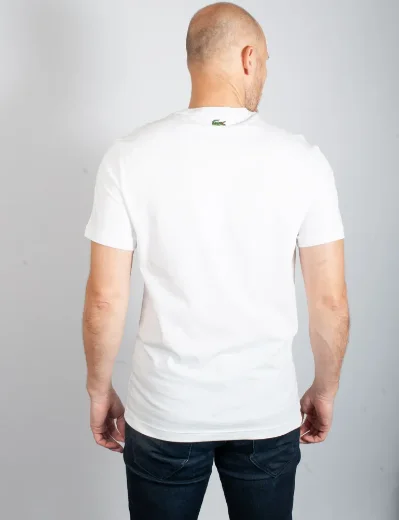 Lacoste Men's Regular Fit Cotton Jersey Branded T-Shirt | White