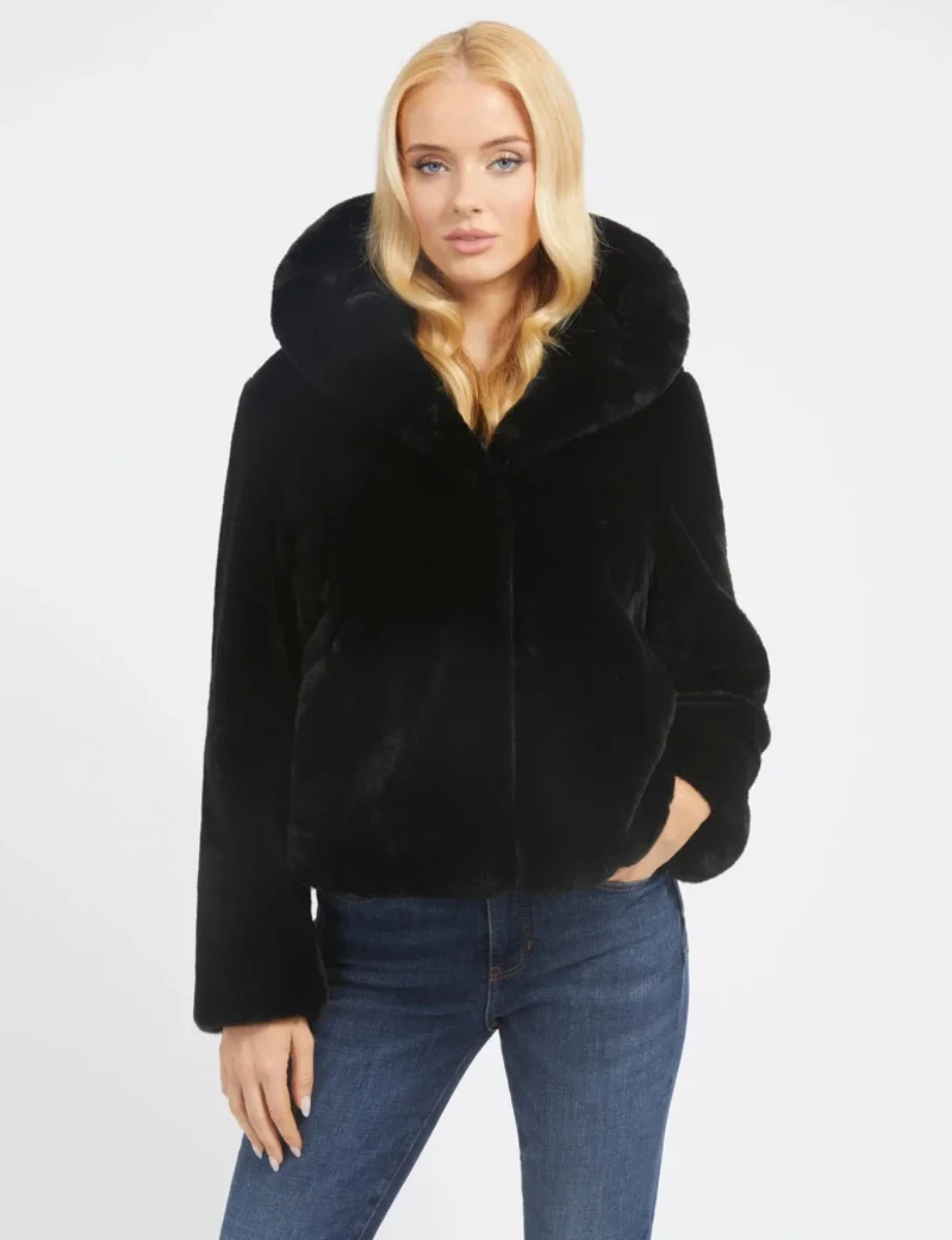 Guess New Sophy Faux Fur Jacket | Black