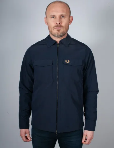 Fred Perry Zip-Through Overshirt | Navy