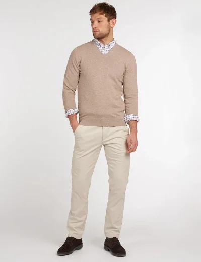 Barbour Pima Cotton V Neck Sweater | Sand Marl