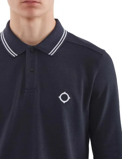 MA Strum LS Double Tipped Polo Shirt | Navy