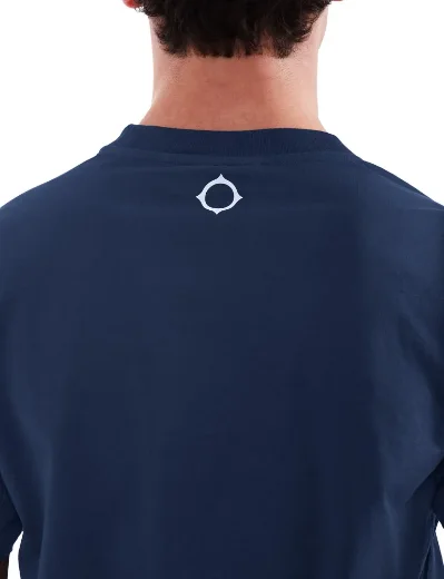 MA Strum Cracked Logo Print T-Shirt | Ink Navy