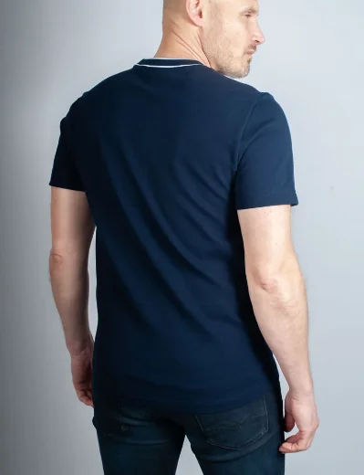 Lacoste Stretch Pique Stripe Collar T-Shirt | Navy
