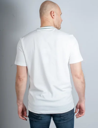 Lacoste Stretch Pique Stripe Collar T-Shirt | White