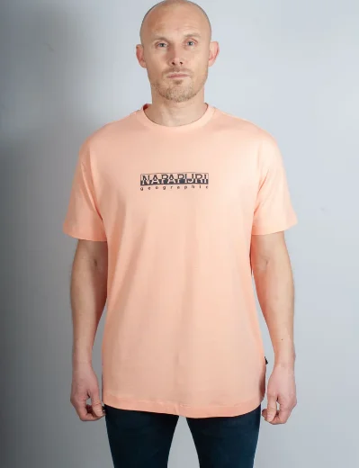 Napapijri Box Logo SS T-shirt | Pink Salmon