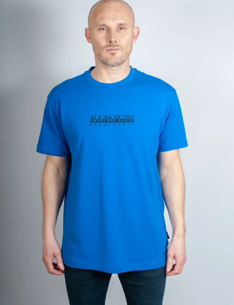 Napapijri Box Logo SS T-shirt | Blue Lapis