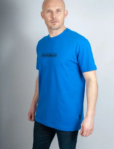 Napapijri Box Logo SS T-shirt | Blue Lapis