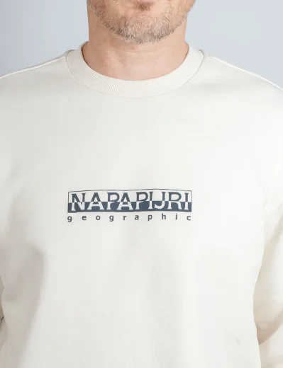 Napapijri Box Logo Crew Neck Sweatshirt | White Whisper