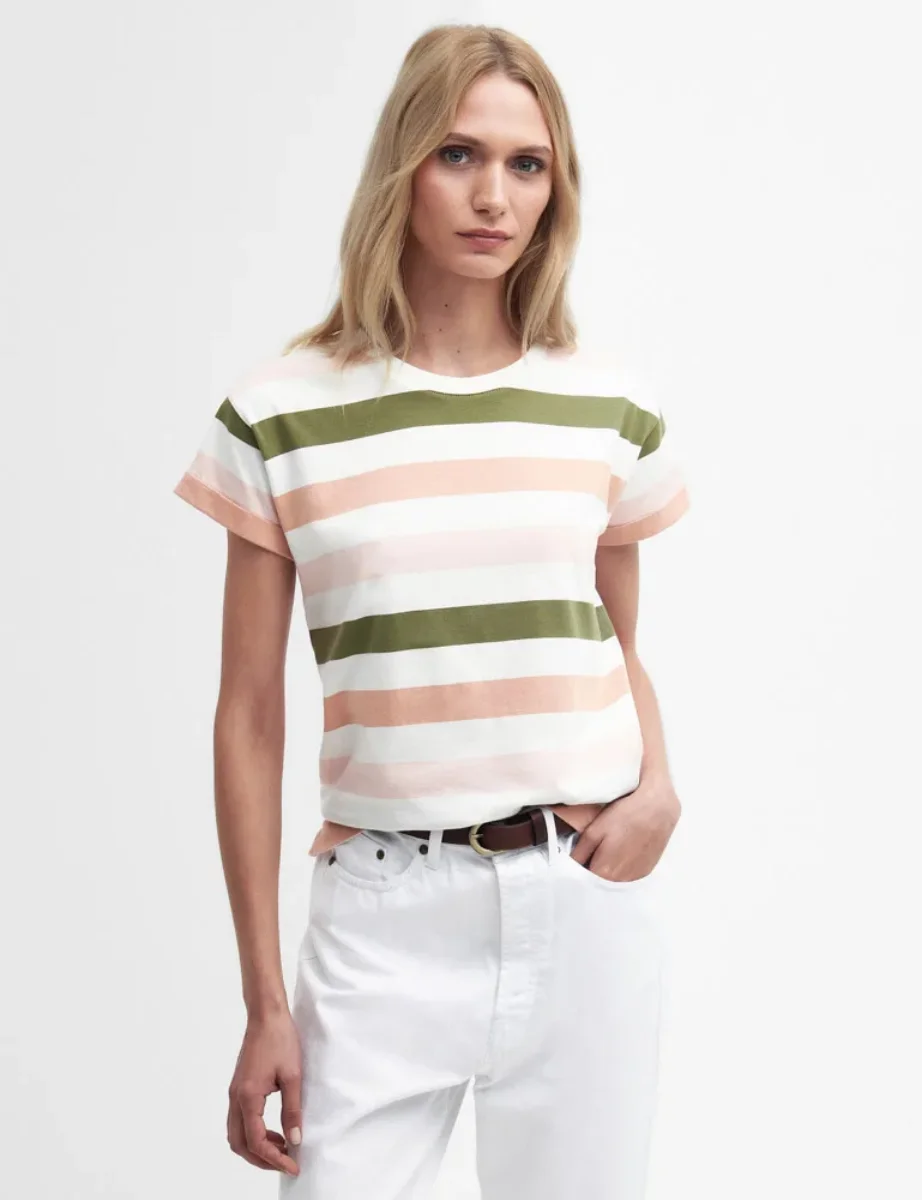 Barbour Womens Lyndale Stripe Top | Soft Apricot
