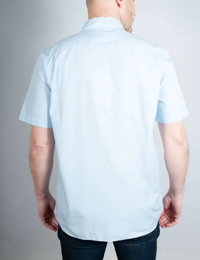Lacoste Short Sleeve Cotton Micro Check Shirt | White / Blue