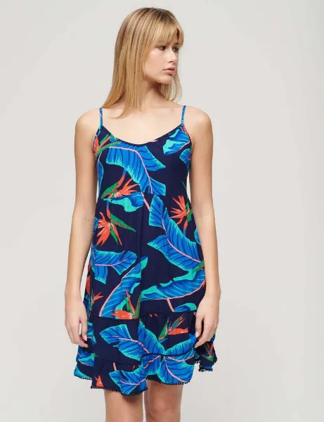 Superdry Women's Mini Cami Beach Dress | Navy Paradise Superdry Women's Mini Cami Beach Dress | Navy Paradise