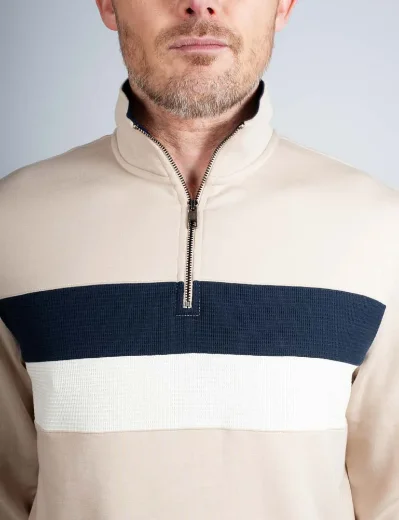Ted Baker Veller Half Zip Panelled Sweatshirt | Taupe