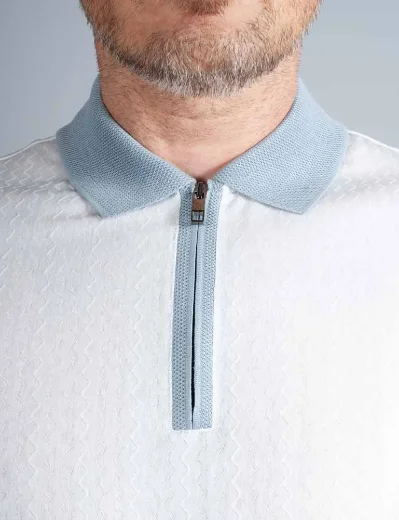 Ted Baker Arnival Textured Knit Polo Shirt | White