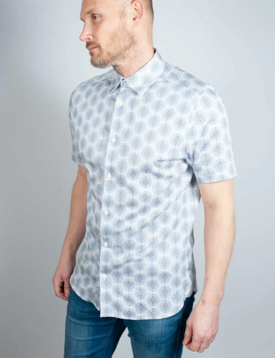 Ted Baker Pearsho Circle Geometric Short Sleeve Shirt | White