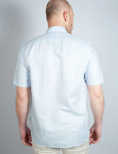 Ted Baker Palomas Short Sleeve Linen Cotton Shirt | Light Blue