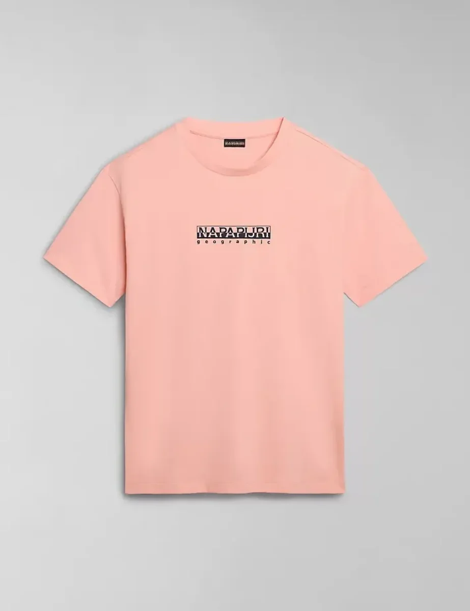 Napapijri Box Logo SS T-shirt | Pink Salmon