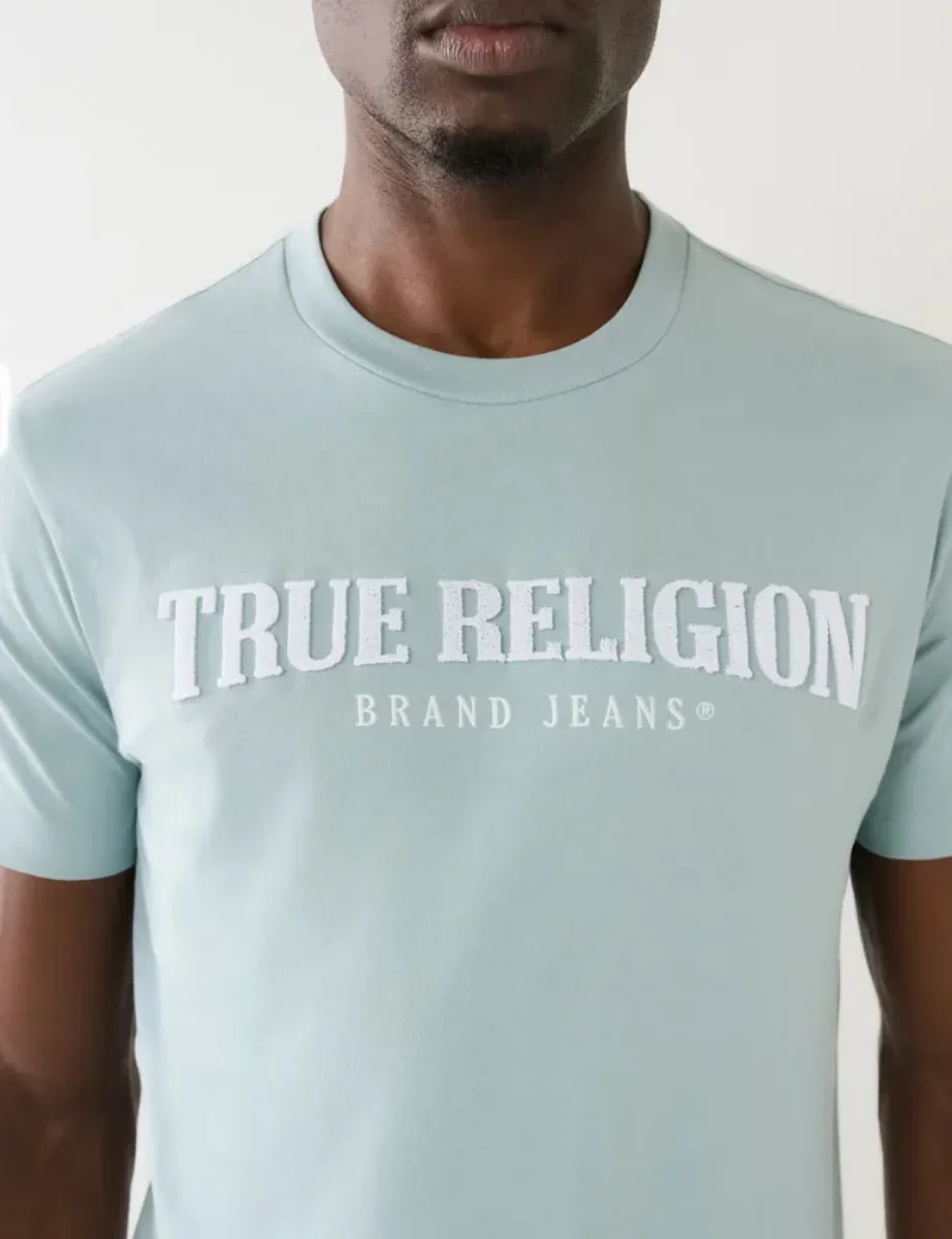 True Religion Pile Arch Logo T-Shirt | Dusty Blue