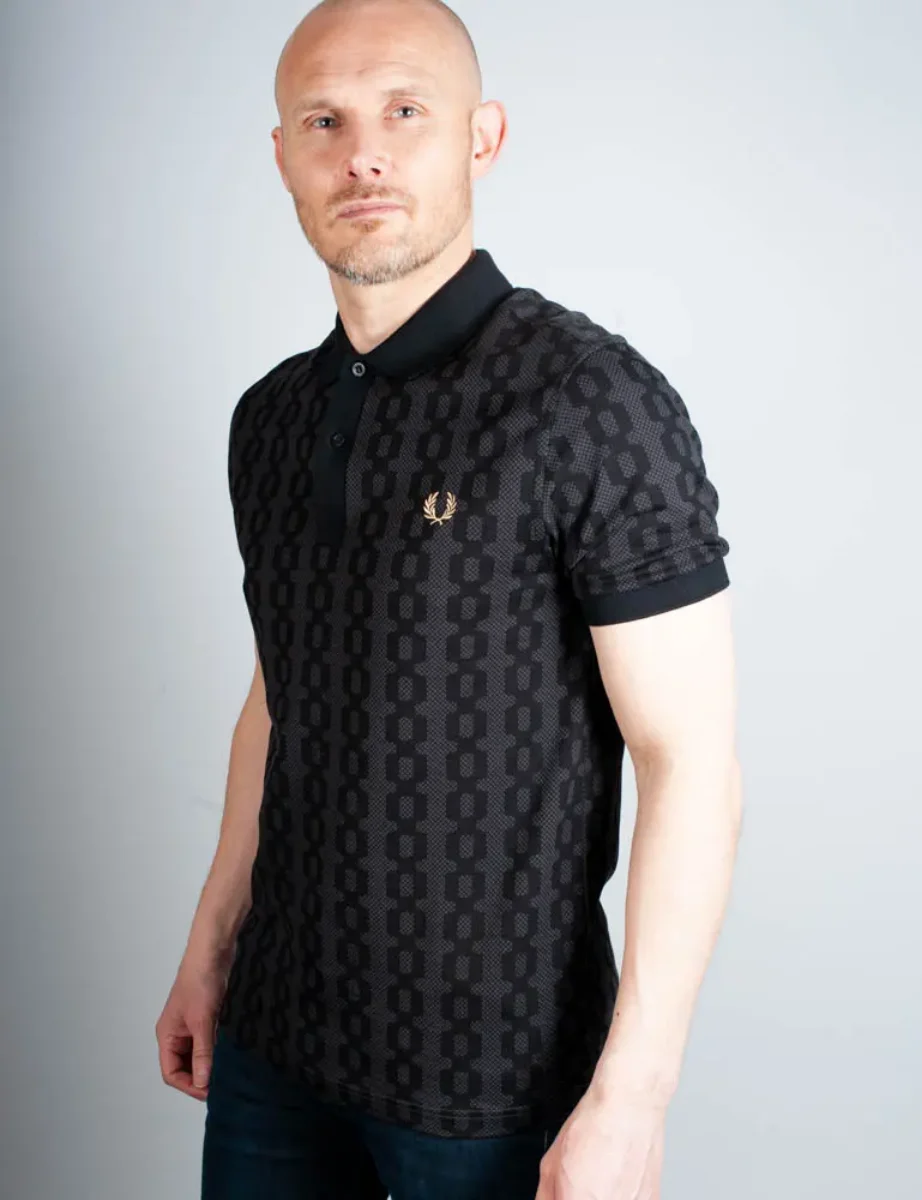 Fred Perry Cable Print Polo Shirt | Anchor Grey 