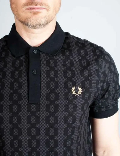 Fred Perry Cable Print Polo Shirt | Anchor Grey 