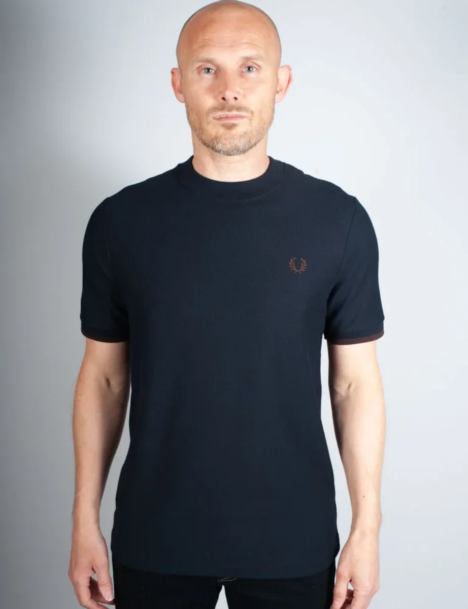 Fred Perry Tipped Cuff Pique T-Shirt | Navy