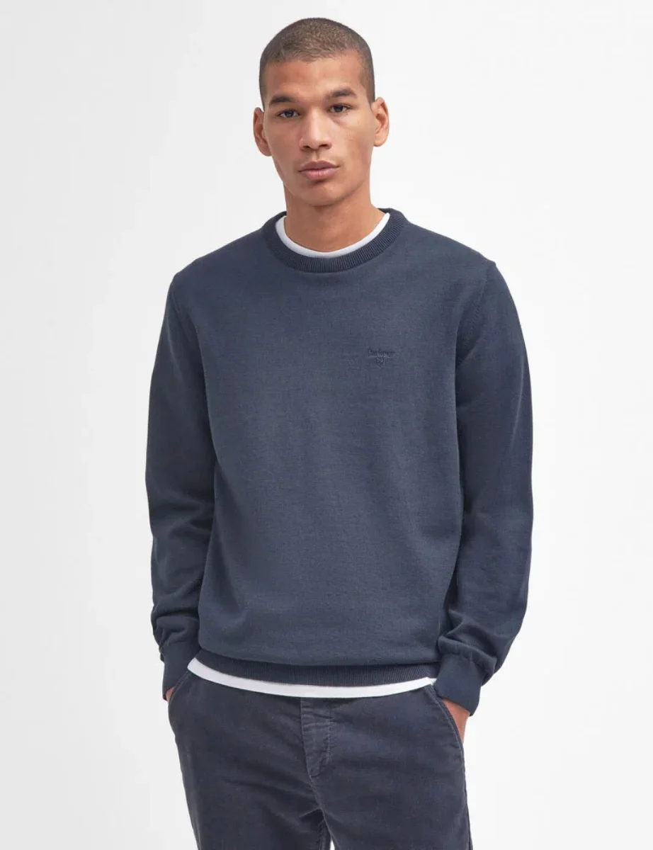 Barbour Pima Cotton Crew Neck Jumper | Navy