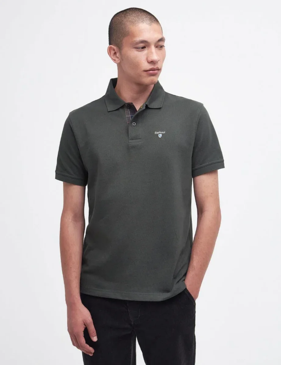 Barbour Tartan Pique Polo Shirt | Forest Green