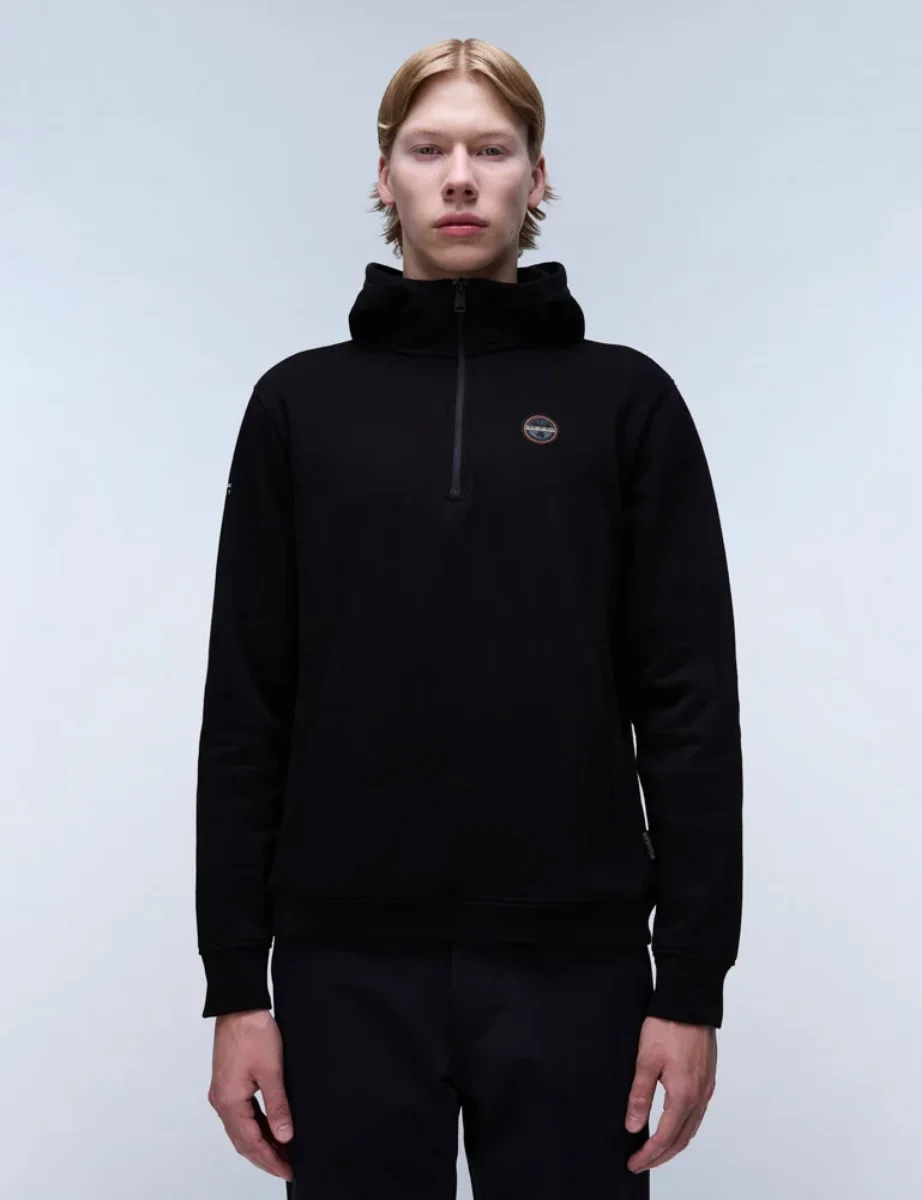 Napapijri B-Badge Half Zip Hoody | Black