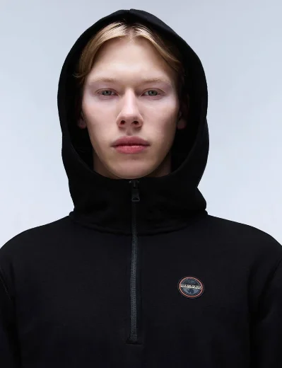 Napapijri B-Badge Half Zip Hoody | Black