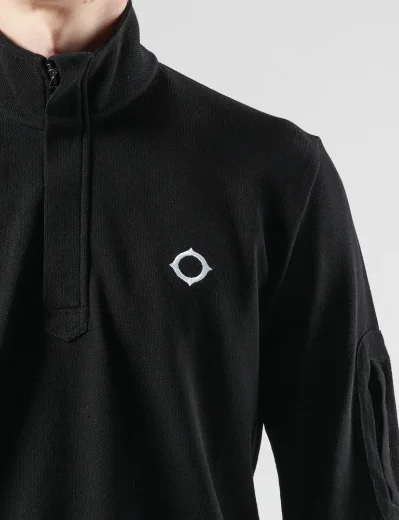 Ma Strum Long Sleeve Funnel Polo | Jet Black