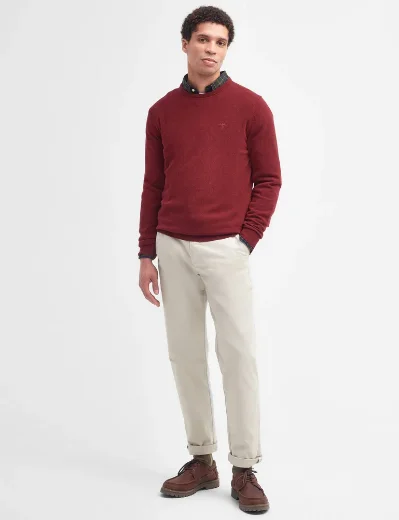 Barbour Essential Lambswool Crew Neck Jumper | Ruby