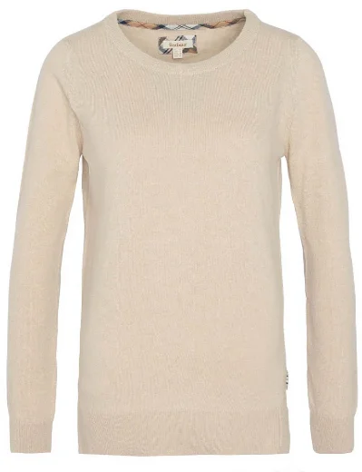 Barbour Women's Pendle Crew Neck Knitted Jumper | Honey/Hessian Tartan