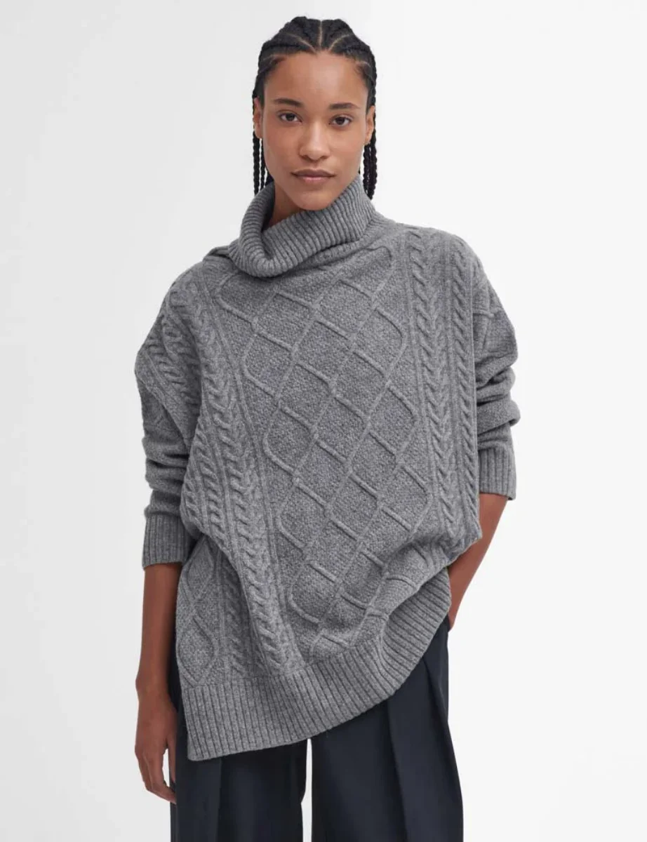 Barbour Women's Burne Knitted Cape | Grey Marl