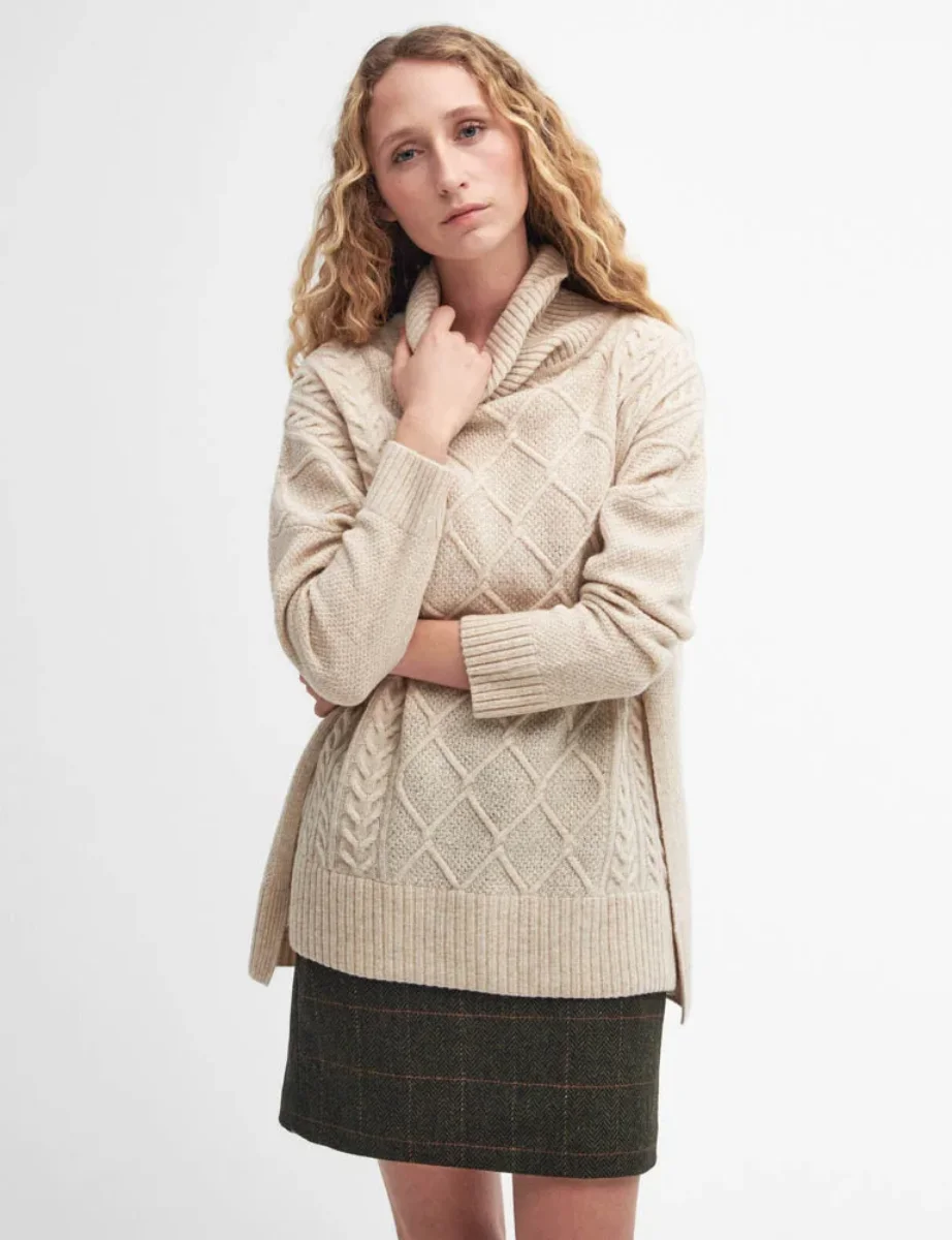 Barbour Women's Burne Knitted Cape | Oatmeal