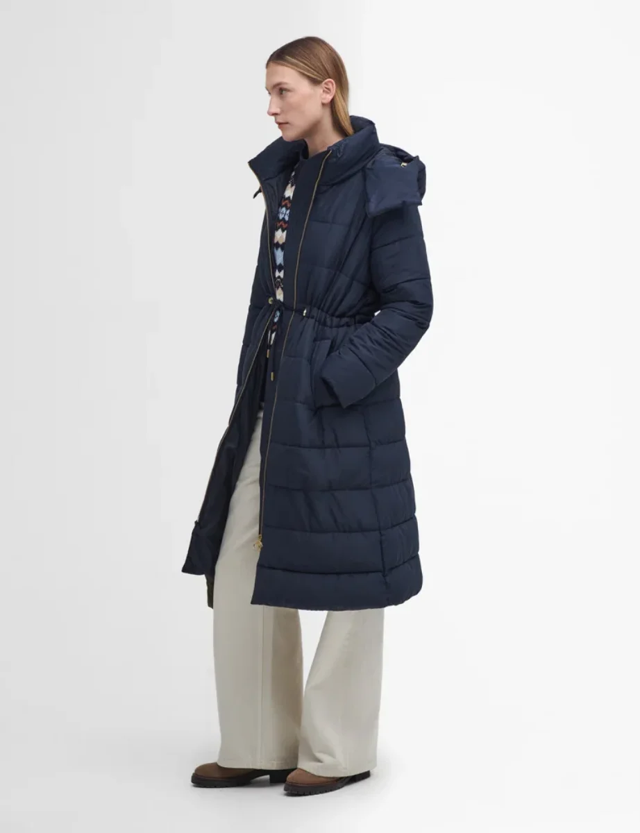 Barbour Women's Mannue Puffer | Navy/Ancient Loden Tartan