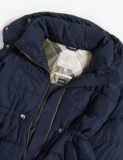 Barbour Women's Mannue Puffer Jacket | Navy/Ancient Loden Tartan