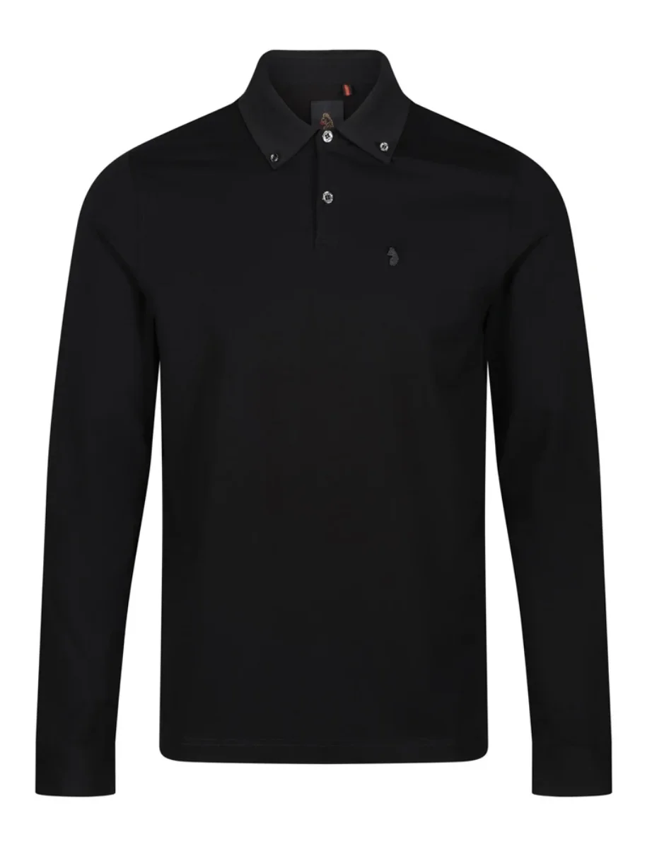 Luke EST 1977 Long Macau Long Sleeve Polo | Black