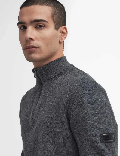 Barbour Intl Crawley Funnel Neck Jumper | Charcoal Marl