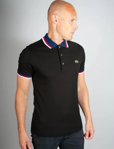 Lacoste Contrast Collar Polo Shirt | Black