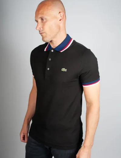 Lacoste Contrast Collar Polo Shirt | Black