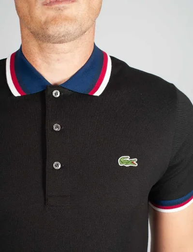 Lacoste Contrast Collar Polo Shirt | Black