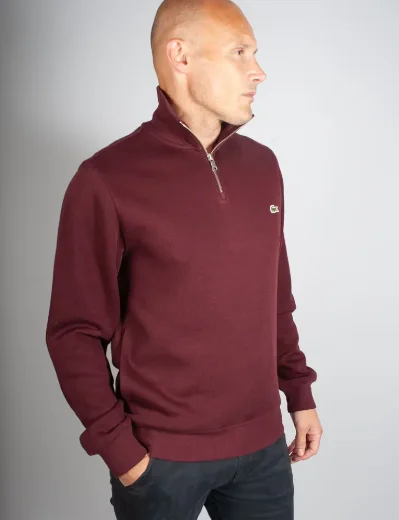 Lacoste Zip Funnel Neck Cotton Sweater | Espresso