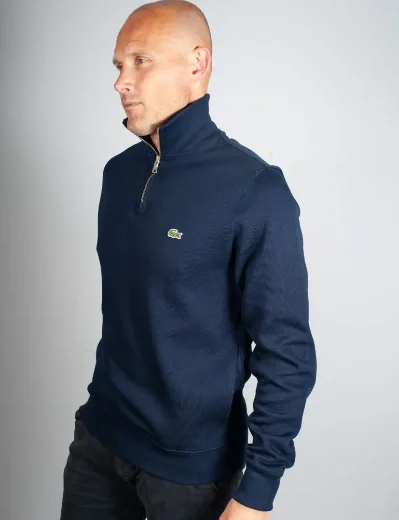 Lacoste Zip Funnel Neck Cotton Sweater | Midnight Blue