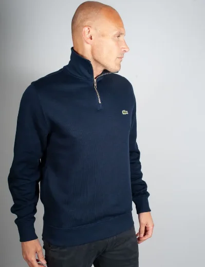 Lacoste Zip Funnel Neck Cotton Sweater | Midnight Blue