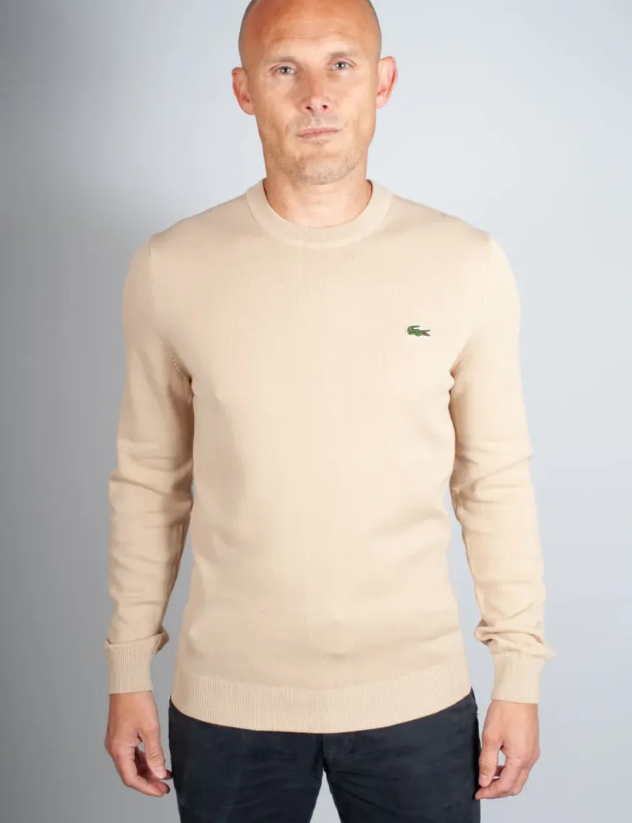 Lacoste Men's Organic Cotton Crew Neck Sweater | Beige