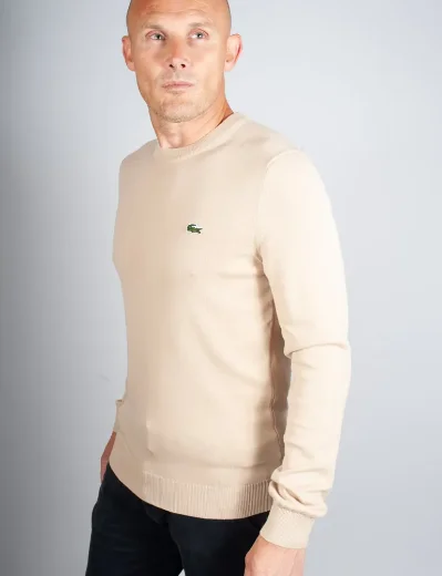 Lacoste Men's Organic Cotton Crew Neck Sweater | Beige